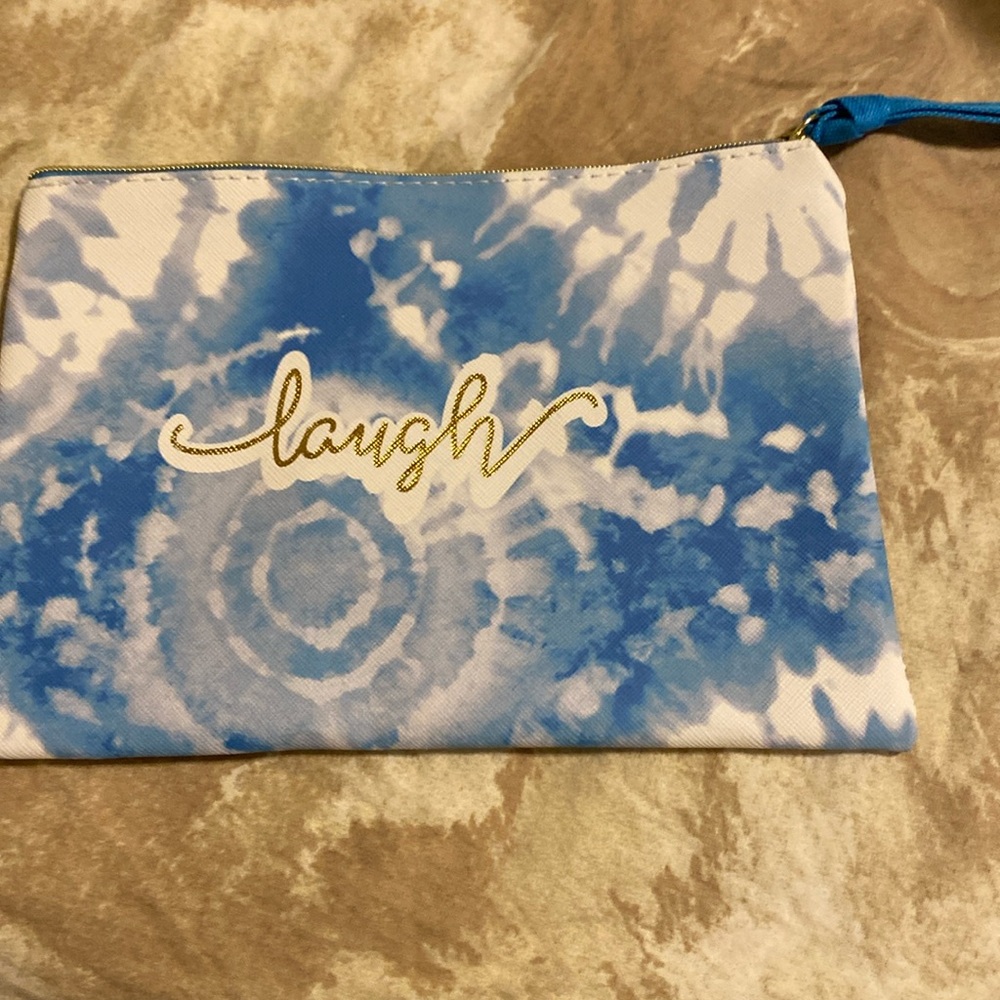 Blue and white pouch